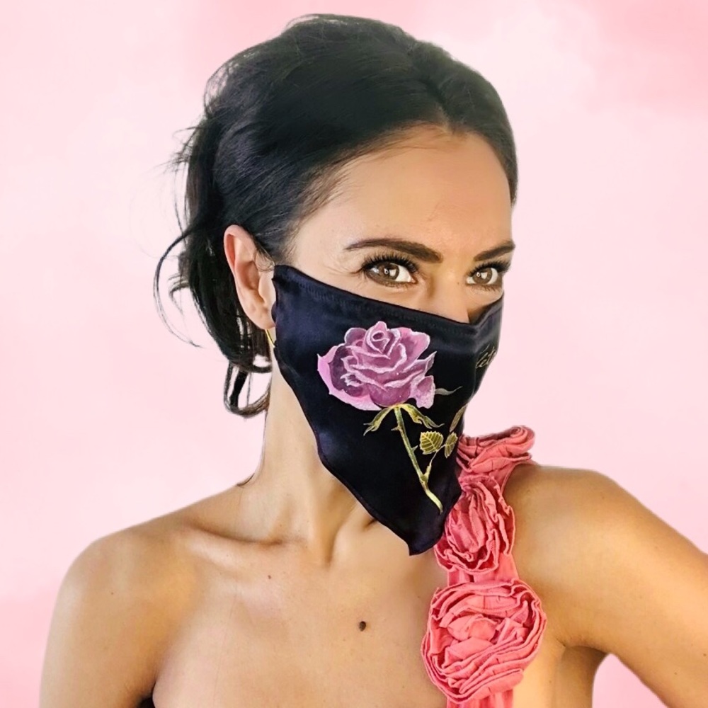 Hand-painted, one of a kind silk mask